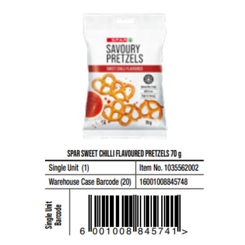 SPAR PRETZ SWEET CHILLI 70Gx20(RF)